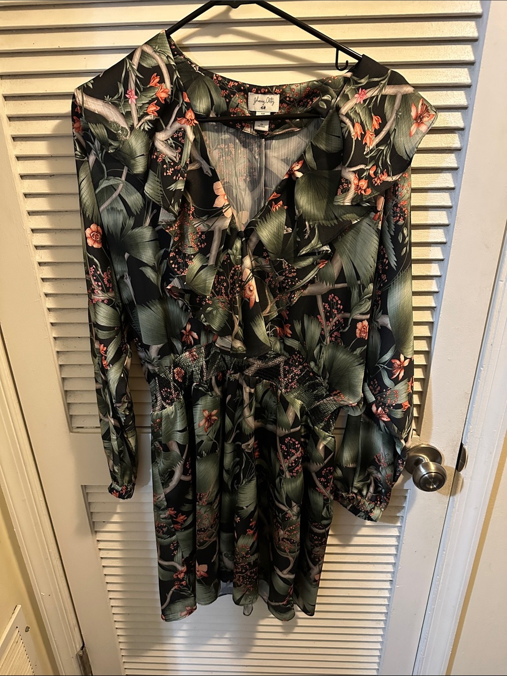 H&M Johanna Ortiz Floral Midi Dress - Black, Green & Pink
